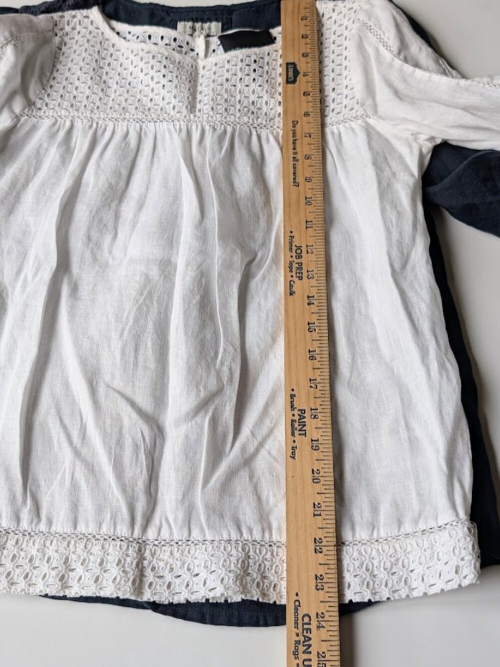 Cynthia Rowley Womens White LINEN Eyelet Blouse Long Sleeve Hook Eye Closure XS - Picture 11 of 12